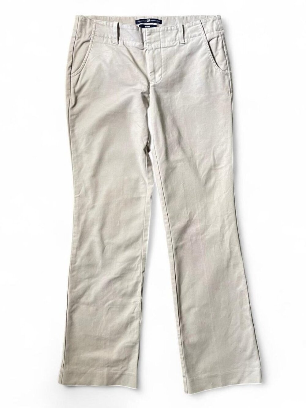 Size 6 Gap Cream and tan straight leg pants #preppy #minimalist